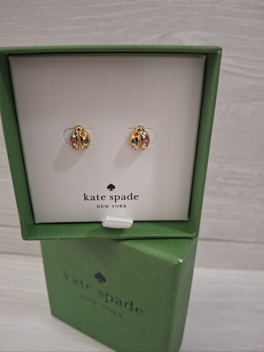 Kate Spade Have a Ball Ladybug Multicolor Crystal Stud Earrings NWT